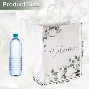 Hot Selling Cowhide Black Letter <b>Wedding</b> Birthday Party <b>Gift</b> <b>Bag</b> Handle Fresh Simple White Paper <b>Bag</b> Print Custom - Product Image 3