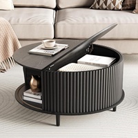 Table basse pliable et rétractable en bois massif de style vintage, pour petits salons, avec rangement, mobilier de luxe léger, rétro et créatif