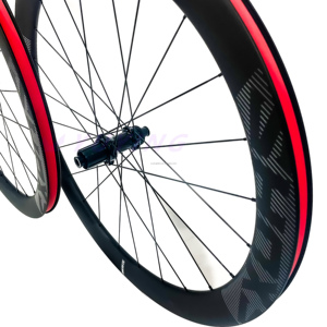 Roues de vélo de route en carbone UD légères avec moyeu en alliage, finition mate, frein à disque avant/arrière, pneus clincher <span class=keywords><strong>tubeless</strong></span> 700c 28 mm - Product Image 3