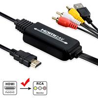 Convertidor de señal HDMI a RCA de 2M, Cable AV compuesto a RCA Cvbs con fuente de alimentación USB (macho a macho)