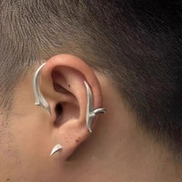 Manchette d'oreille unisexe série Extinction Y2K Cyberpunk Wings, design elfe haut de gamme électroplaqué sans perçage