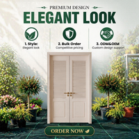 Porte de chambre double en bois massif composite, finition personnalisée Tidal, anti-effraction, avec persiennes blanches pour ventilation intérieure