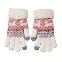 Gants d'hiver tricotés pour femme, sans doigts, doublure polaire, compatibles écran tactile, épais, chauds, mignons, jacquard dessin animé, usage quotidien
