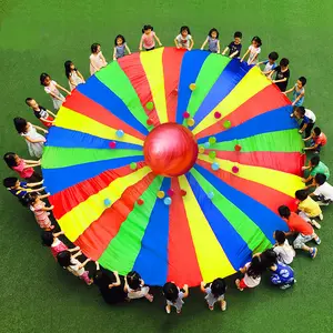 2022 New Style Outdoor kids movement giocattoli didattici gioca a gioco piccolo grande 20 piedi ombrello arcobaleno paracadute con fori