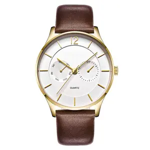 Leder Custom China Made Herren Trend Design Japan Miyota 2035 Uhrwerk Marke Edelstahl zurück Quarz Qualität Uhr