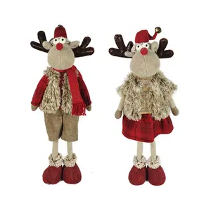 21 นิ้วดีออกแบบวันหยุดสวมใส่ Furry เสื้อกันหนาว Christmas Elk Reindeer ตุ๊กตา Deer Rudolph ในยืนฉาก