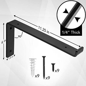Soportes de Repisa Negros Resistentes de 12 Pulgadas, Soporte de Repisa en Forma de L de 12 Pulgadas para Repisas Flotantes - Product Image 5