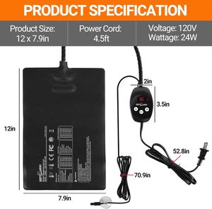 Repti Zoo 8 "x 12" bò sát nhiệt Pad 24 Wát Sưởi ấm nhanh pad với điều chỉnh nhiệt bò sát nhiệt Mat cho rùa/râu rồng - Product Image 2