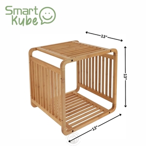 Organisateur de rangement en bambou noir, étagère empilable de 13 pouces, unité de rangement moderne à design ouvert pour la maison, le bureau, la salle de bain - Product Image 5