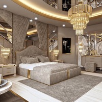 Ensemble de lit Queen Size italien, mobilier de chambre à coucher de luxe, lits d'hôtel italiens de luxe, cadre de lit King Size de luxe, lit double moderne