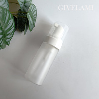 Vente en gros de flacons pompe en plastique PET givré de 100 ml, 120 ml, 150 ml, pour nettoyant facial cosmétique avec couvercles blancs pour contenants cosmétiques