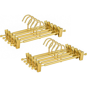 Wholesale Iron Metal Pants Racks Clothing Organizer Hanger Set with Golden Hook Type - Product Image 1