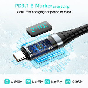 Câble de charge rapide USB4 avec affichage numérique 240W, haute vitesse 40G, compatible Thunderbolt 4, 8K60Hz, 5A pour ordinateur et appareil photo iOS - Product Image 5