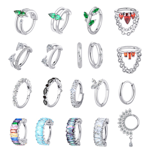Eterno Metal lado pavimentado CZ <span class=keywords><strong>labio</strong></span> y pendiente <span class=keywords><strong>Piercing</strong></span> ombligo y nariz anillo segmento con bisagras Clicker ASTM F136 implante grado <span class=keywords><strong>Piercing</strong></span> joyería - Product Image 5