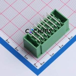 DB2ERHBM-3.5-2*7P-GN Plug-in Terminal Block Bent Lead Through Hole,P=3.5mm Board-to-Board / Socket - Closed Screw Fixing 2x7P - Product Image 2