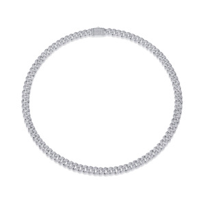 Collier cubain tendance européen et américain en argent sterling ZZR S925 avec moissanite, collier en or blanc 18 carats - Product Image 4