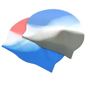 OEM Colorful Fashion Custom Logo Printed 100% Silicone Swim Caps Professional Eco-friendly Swim Race Caps Swimming Cap