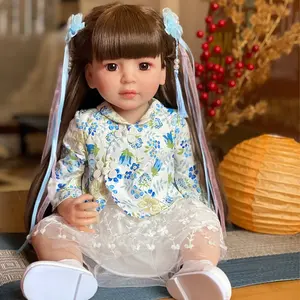 Muñeca de Simulación en Oferta, Muñeca Suave con Ojos Grandes, Cabello Rubio Largo, Linda y Bonita, Bebé <span class=keywords><strong>Reborn</strong></span> de 55 cm para Niña, Regalo de Cumpleaños - Product Image 3