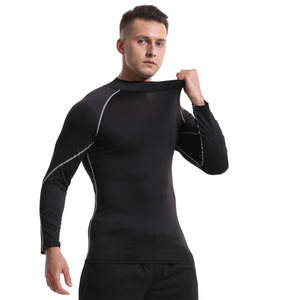 Nuova Maglietta Sportiva da Uomo Personalizzabile con Logo, a Maniche Lunghe, in Poliestere ad Asciugatura Rapida, Compressione, Base Layer per Palestra - Product Image 1
