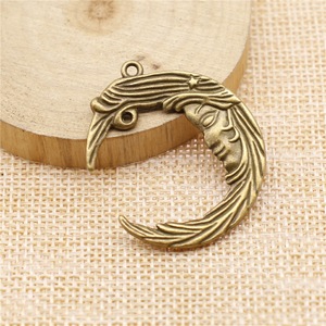 Conector de Cara de Luna Dormida 38x32mm de Aleación de Zinc Plateado Antiguo con 2 Bucles para Tejido de <span class=keywords><strong>Atrapasueños</strong></span> Celestiales - Product Image 4
