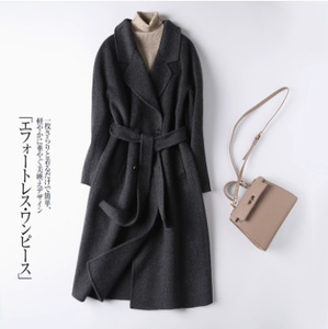 महिलाओं पानी की लहर ऊन कोट बेल्ट ऊनी कोट ट्रेंच महिला वुलेन जैकेट - Product Image 4