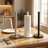 Porte-rouleau de papier de soie de bureau comptoir porte-serviettes en papier en acier inoxydable noir pour porte-rouleau de cuisine