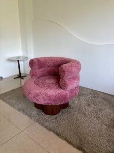 Fauteuil individuel en velours de mouton, style français, couleur crème, pour salon, balcon, fauteuil de relaxation en forme de gâteau - Product Image 3