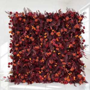 ZMHLHYJY - Fondo de Pared Moderno y Ecológico con Flores de Seda Simuladas en 3D, Color Rojo, para Bodas al Aire Libre, Otoño y Festividades - Product Image 1