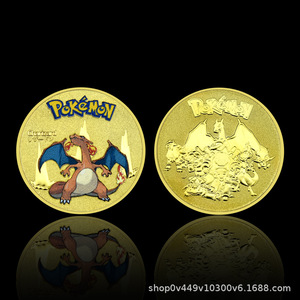 Pièce de monnaie commémorative en métal colorée sur le thème de l'anime japonais Pokémon, médaille classique de remise de diplôme - Product Image 6