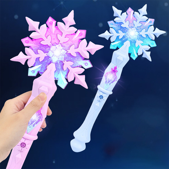Kids' Magic Wand Multicolor LED Lights Frozen Snowflake Sound Princess Dress-Up Jewelry Set Accessory Christmas Decorations