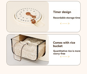 Vente flash Distributeur de riz Grand récipient à céréales <span class=keywords><strong>avec</strong></span> couvercle Cylindre doseur Étanche Distributeur de céréales pour la cuisine - Product Image 5