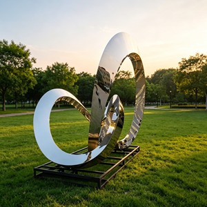Escultura Grande de Acero Inoxidable con Forma de Ola Fluida Abstracta, Decoración Moderna para Jardín <span class=keywords><strong>Zen</strong></span>, Villa o Exteriores - Product Image 5