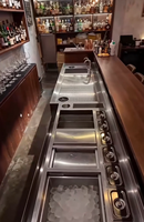 Comptoir de Bar Multifonctionnel en Acier Inoxydable Personnalisé avec Unité de Réfrigération, Portes Coulissantes, Dégivrage Automatique -5°C à 5°C Belson 1
