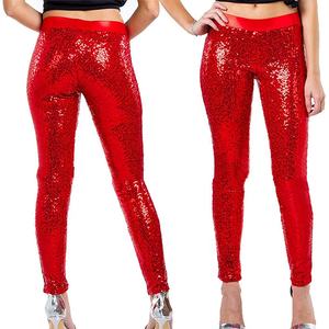 Leggings de Compression pour femmes, pantalon Sexy à paillettes rouges, pantalon à paillettes de noël, collant de danse, pantalon de Yoga - Product Image 3