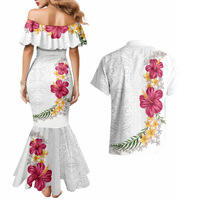 2025 Couple polynésien confortable ensemble assorti robe de sirène et chemise hawaïenne plage vacances Tropical quantité minimale de commande bas