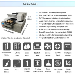 Impresora de Etiquetas de Alimentos Comestibles de Alta Calidad, Tamaño A3, XP600, Automática, Portátil, Multicolor, para Pasteles, Galletas, Dulces y Papel de Oblea - Product Image 4
