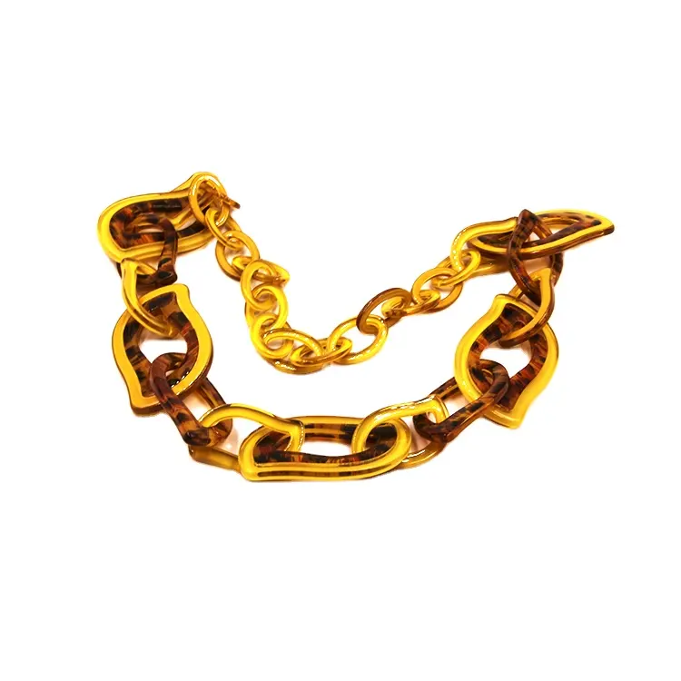 15.7 inch Plastic chain 3 pcs set colourful plastic chain,Oval plastic chain,Ginger Yellow Color