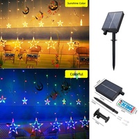 Guirlandes lumineuses LED solaires en forme d'étoiles à cinq branches, en PVC, pour décoration intérieure de fenêtre, décorations de Noël