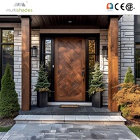 Porte d'entrée battante de sécurité en aluminium et acier à double vitrage robuste avec serrure intelligente pour appartement et hôtel