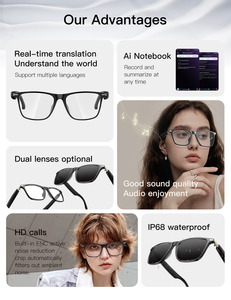 Kacamata Pintar AI Terjemahan, Panggilan Nirkabel Bluetooth, Musik, Kacamata Pintar AI untuk Luar Ruangan, Kacamata Olahraga Pintar, Headphone HIFI - Product Image 3