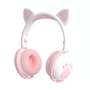 Sıcak parlayan BT5.0 kulaklık cep telefonu Stereo katlanabilir karikatür kablosuz kedi kulak çocuk BK1 kulaklıklar