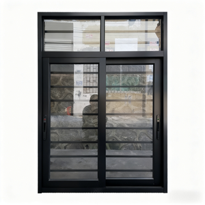 Fenêtre <span class=keywords><strong>coulissante</strong></span> en aluminium à double vitrage noir extérieur 4 x 6 <span class=keywords><strong>avec</strong></span> <span class=keywords><strong>moustiquaire</strong></span> et grille de sécurité anti-effraction - Product Image 1