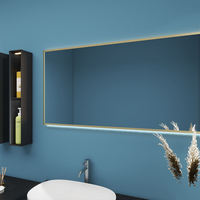 Miroir de maquillage LED rectangulaire long avec cadre, éclairage arrière, cadre en aluminium personnalisé, interrupteur tactile, miroir mural résistant à l'eau