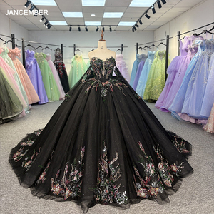ชุดเดรสงาน Quinceanera สีดำประดับกลิตเตอร์และไข่มุก พร้อมโบว์ รุ่น Dy6804-1 - Product Image 6