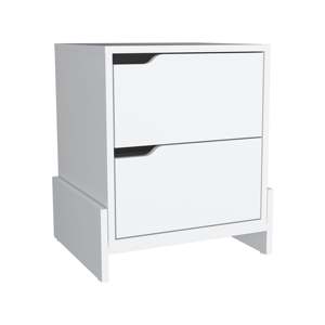 Nightstand With 2 <b>Drawers</b> White <b>Storage</b> Cabinet <b>For</b> Bedroom Use - Product Image 3