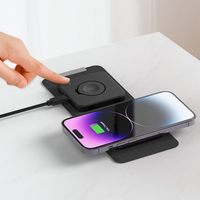 Pengisi Daya Nirkabel Magnetik Portabel Desain Fashion untuk Ponsel 2 in 1, Kulit Berkualitas Tinggi, Tipe C