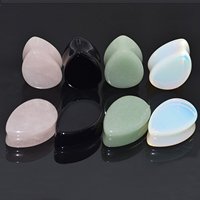 YICAI Bijou de piercing en pierre naturelle : Plug d'oreille, Dilatateur d'oreille, Améthystes violettes, Opale goutte d'eau simple, Onyx noir pour Femmes et Hommes