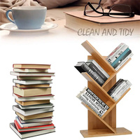 Étagère à livres en forme d'arbre à 5 niveaux, petite bibliothèque de bureau avec organisateur de rangement, bibliothèque en bois, artisanat en bois