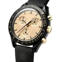 Montre chronographe pour homme avec tachymètre, trois sous-cadrans, bracelet en nylon tissé pour le sport, vente en gros