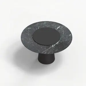 Роскошный обеденный стол, французский дизайн, черная металлическая ножка, темно-индийский, зеленый, мраморный столешник